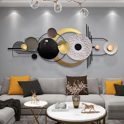 Blissio 2025 Decorazioni da Parete, Geometria Metallo Decorazioni Parete, 3D Quadri in Rilievo, Decorazioni Muro Salotto, per Entrata,Corridoio,Decorazione Parete Artistica Astratta (150x57cm)