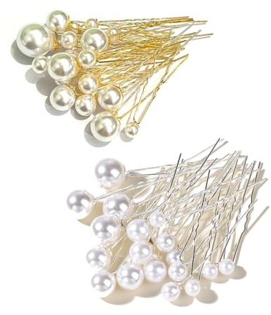 SYEYCW 36 Pezzi Capelli con Perlé a Forma di U, Accessori Capelli Sposa Forcine per Capelli di Perla, per la Decorazione di Nozze, Sposa, Damigelle, Anniversari, Ballo di Fine Anno, Festa, 2 Colori