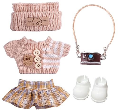 ZXTGBQ 5 Pezzi Vestiti per Bambole 17 cm, Accessori per Bambole, Set Abbigliamento Peluche, Non Includere i Peluche Giocattoli (Marrone chiaro)
