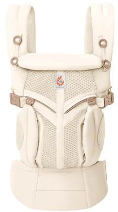 Ergobaby Mochila Portabebé Ergonómica Omni Classic Mesh 4-Posiciones de Porteo, Porta Bebe con Soporte Lumbar, Luminous Ivory