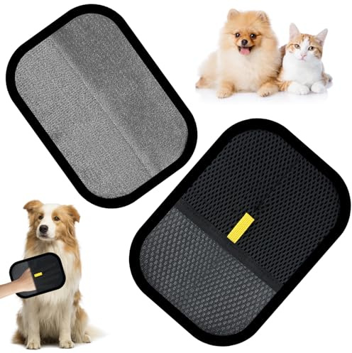 CNMTCCO Lot de 2 gants magnétiques double face pour chiens et chats, gants d'épilation pour poils d'animaux avec fonction antistatique, réutilisables, pour animaux de compagnie, vêtements, canapé