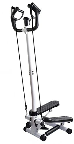 Mini stepper con pantalla LCD, Power Ropes, Aparato de fitness para bicicleta estática, acero, 112 x 34 x 29 cm, amortiguación hidráulica, soporta hasta 150 kg, escalonamiento hacia arriba para casa