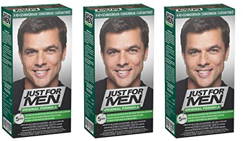 Just for Men - H45 - Haarfärbemittel, Pflege Tönungs Shampoo, Natur Schwarzbraun, 3er Pack