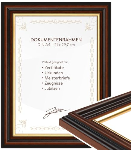 WANDStyle DIN A4 Bilderrahmen Holz, Urkundenrahmen, Meisterbrief Rahmen