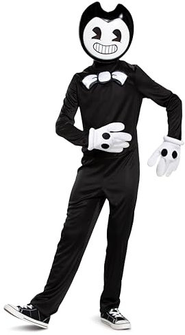 DISGUISE Bendy and The Ink Machine Costume, Official Bendy License Video Game Themed Character Jumpsuit for Kids, Features Onsie, Headpiece, and Gloves, Size L (10-12)