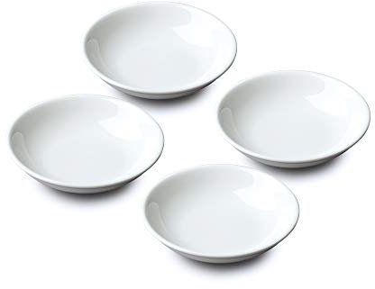 Wm Bartleet & Sons Lot de 4 mini plats à sushis/soja et condiments en porcelaine Blanc 10 cm
