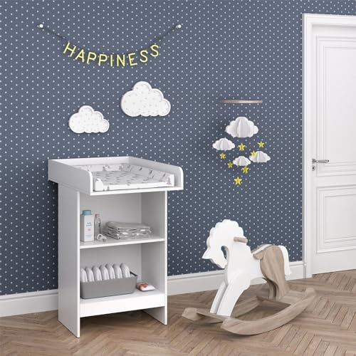 Vicco Commode à Langer Leo, Blanc, 60x103cm, avec étagère Ouverte et Plan à Langer Amovible