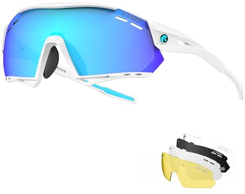 X-TIGER Gafas Ciclismo Hombre Polarizadas Gafas Ciclismo con 5 Lentes Intercambiables UV 400