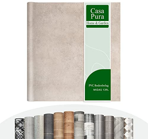casa pura Vinyl Flooring Rolls by The Metre | Wood Effect, Tile Effect, Stone Effect PVC Flooring, Cushion Lino Floor Covering for Kitchen, Bathroom, Living Room (Midas 139L, 200 x 1500 cm)