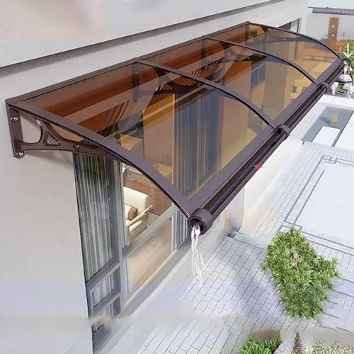 Auvent Marquise Porte D'entrée Auvent, Marquise Porte D'entree avec Support en Aluminium, Auvent Porte D'entree en Polycarbonate Store Banne De Protection UV La Pluie pour Balcon, Fenêtre (Color : Br
