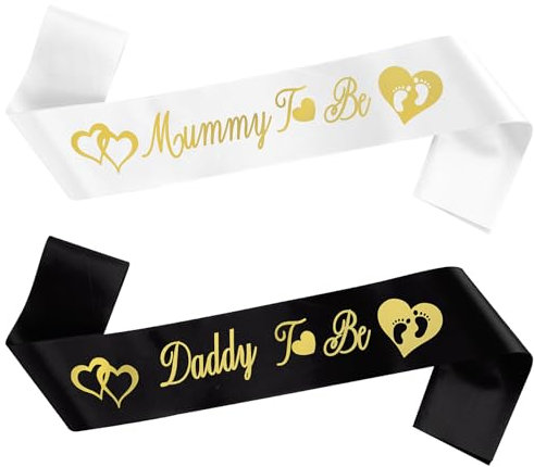 2 Stück Baby Shower Schärpe,Mommy to be Schärpe Daddy to Be Scherpe,Schultergurte für Werdende Eltern,Babydusche Schärpen für Baby Willkommensparty Dekoration