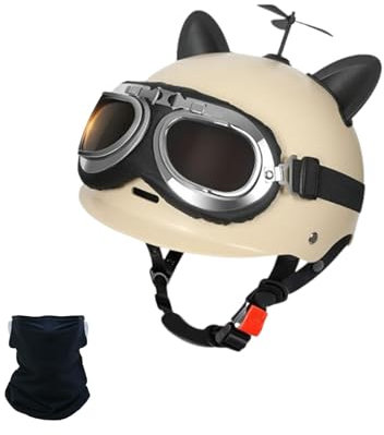 BDBLFLTZ ECE DOT-Approved Bicycle Half Helmet,Cute Motorradhelm mit offenem Gesicht,für Pendler für Erwachsene,Jugendliche,Mädchen,Frauen,Cruiser,Roller,ATV,Retro-Helm Beige