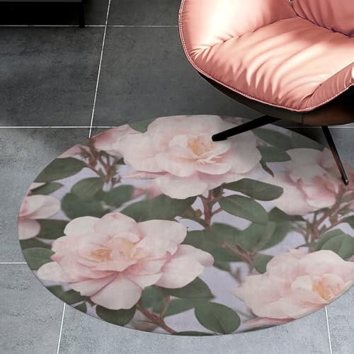 Runder Teppich, saugfähig, rutschfest, 80 x 80 cm, waschbar, Überwurfteppich, Altrosa, Wohnzimmer, Teppich, groß, weich, für den Innenbereich, Schlafzimmer, Küche, Waschküche, Büro