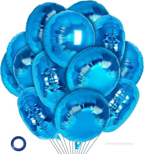 20 Pièces Ballon Bleu 18 Pouces en Aluminium pour Anniversaire, Baby Shower, Graduation - Helium Compatible - Décoration