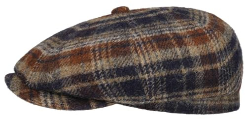 Stetson Hatteras Flatcap Kariert 100% Schurwolle Herren Herbst Winter dunkelblau M (56-57 cm)