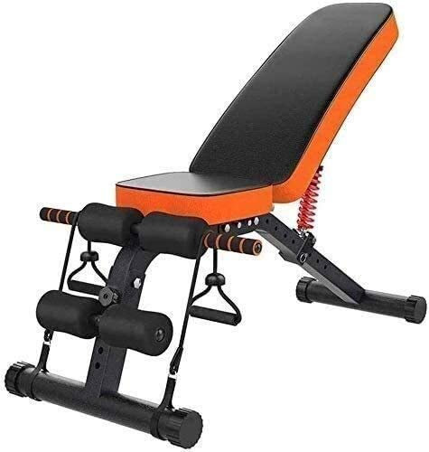 asdchZen Banc De Musculation Bancs De Gymnastique À Domicile Banc D'Haltères Banc De Musculation Plat À Ressort Réglable À 90 °, Équipement De Fitness Sit-Ups Banc D'Haltères Mult
