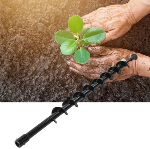 Garden Auger Spiral Drill Bit for 3/8 Hex Drive Drill, Earth Post Hole Digger Bulb Planter Plant Flower Planting, Trench Fence Posts Tool Electric Handles Hand Rapid Bedding