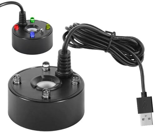 Mini Mist Maker, DC 5V Water Fountain Pond Fog Machine Atomizer, 4 LED Mister Fogger Air Humidifier, Indoor Fountain Mister Foggers Water Pump Mist Maker for XMAS Party Garden Rockery Yard Outdoor