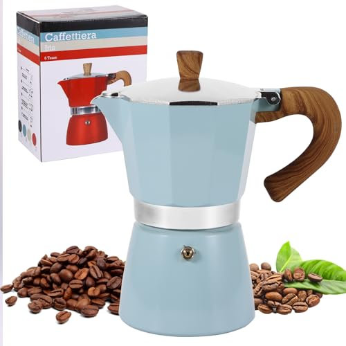 Kinberry Cafetera italiana de aluminio para 6 tazas, 300 ml, olla Moka superior de gas y eléctrica para capuchino, latte moca