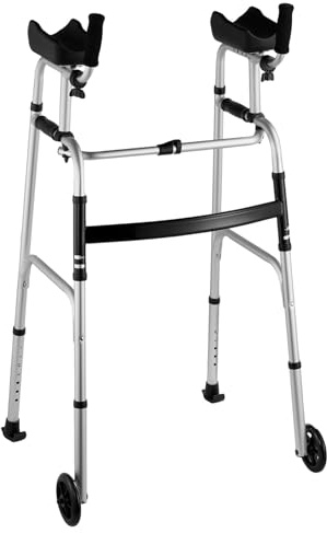 Deambulatore Pieghevole con Supporto Avambracci in Alluminio per Anziani e Soggetti Fragili, Richiudibile, Riabilitazione, 8 Regolazioni in altezza - Dispositivo Medico Classe 1
