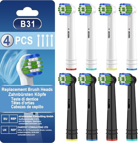 Testine di ricambio compatibili con Oral B, Testine compatibili con Oral B Pro/Advance Power/Smart/Vitality/Genius Series, Le setole circondano perfettamente i denti per rimuovere la placca, 8pzs