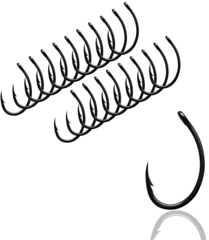 AMZfishing® NEU 20x Karpfenhaken Curve Shank Laser 3X | Karpfen Haken | Angelhaken Karpfen | Boilie Haken | Karpfen Rig | Karpfenangeln | Karpfen Köder (Curve Shank 20, c: #6)