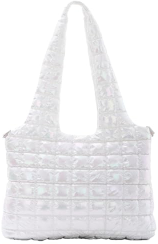 Jywmsc Bolso Tote Grande Acolchado para Mujer Bolso Bandolera Acolchado Bolso Hobo Brillante con Láser