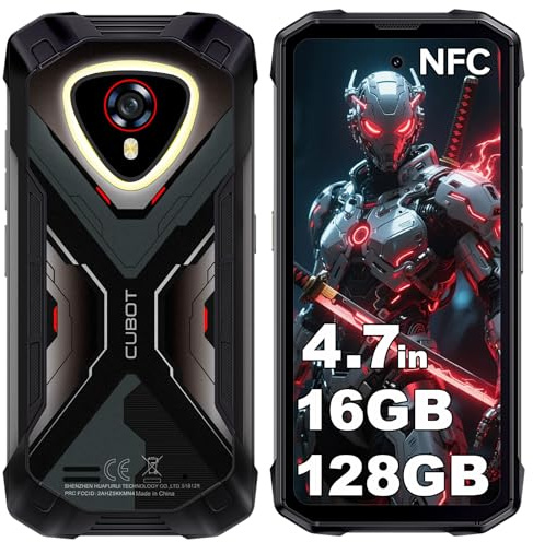 CUBOT Kingkong Mini 4 Telephone Portable Incassable, 16GO+128GO/1TO Smartphone Incassable Android 15, 90Hz 4.7'', Camping Lampe, 48MP, 4700mAh Téléphone Chantier, 4G Dual SIM/NFC/IP68/Widevine L1