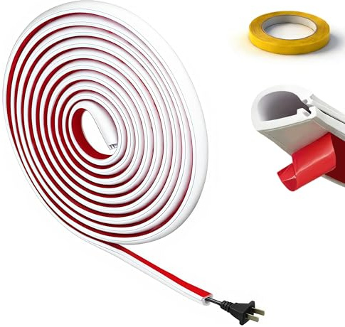 Canalina autoadesiva semicircolare, colore bianco, 7 mm, per la posa dei cavi, con canale per cavi da 1,5 m e nastro adesivo in tessuto, ideale per ufficio, casa, installazione elettrica