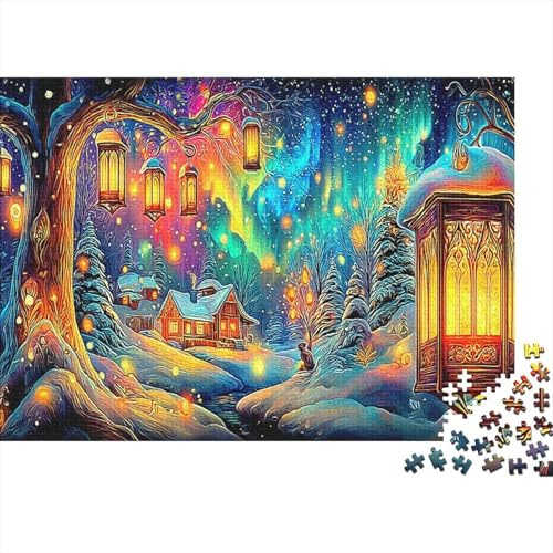 Fairy Forest Night Pussel 1000 Stycken Återvunnet Kartong Magiskt Träd Och Lyktor För Vuxna, Avkopplande Spel Utbildning, Perfekt Present till Födelsedag