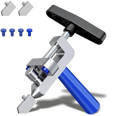 Tagliapiastrelle Manuale 2-in-1 Portatile con 2 Lame di Ricambio in Carburo di Tungsteno, Strumento per Taglio Vetro e Piastrelle per Fai da Te, Specchi, Ceramica (Silver)