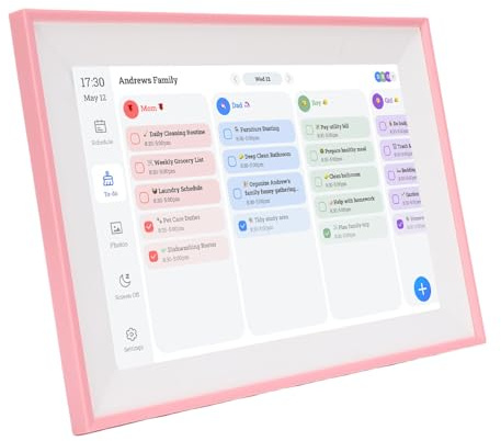 Omquot Intelligent digital 10,1- HD-pekskärmskalender för familjeplanering, synkronisering, stöder WiFi, rosa
