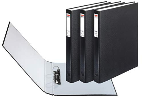 Herlitz 1913821 Ringbuch A4 PP 2-Bügel, 24 mm, 3er Pack, Farbe schwarz (3er Pack, schwarz)