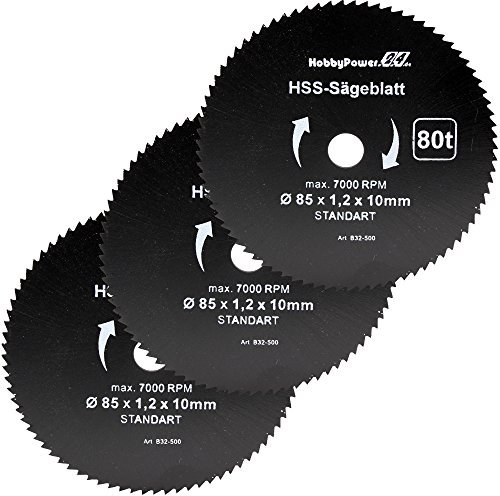 Mini Handkreissäge 3er-Set Sägeblatt Holz Fein 85x10mm für Alpha Tools A-MHS 450