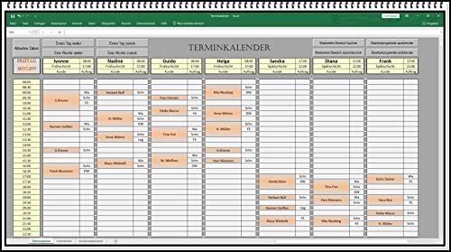 SEK Terminplaner auf Basis von MS Excel für Kosmetik Studios, Fitnessstudios, Nagelstudios, Sonnenstudios und Friseursalons (A4, 2010, digitale Terminplaner-Software)