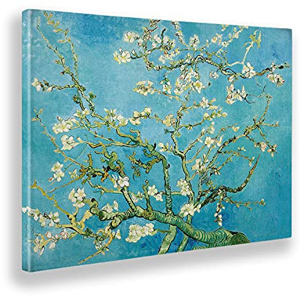 Giallobus - Gemälde - Vincent Van Gogh - Mandelblüten - Leinwand mit Standardrahmen - 100L x 70l cm - Bereit zum Aufhängen - Moderne Gemälde