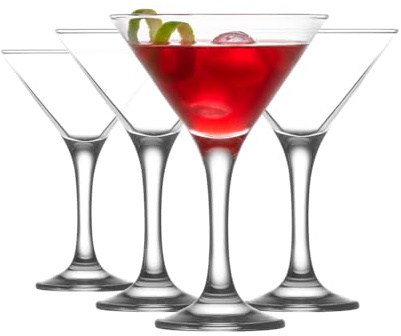 LAV Martini Glasses Set of 4 - Martini Cocktail Glass Set 6 oz - Cosmopolitan Glasses for Elegant Cocktails - Classic Cocktail Glasses with Chic Design for Home Parties