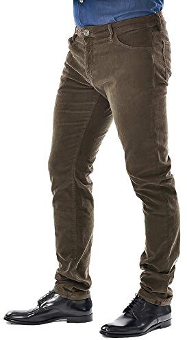 Evoga Pantaloni Uomo sartoriali in Velluto Invernali Casual (Marrone, 50)