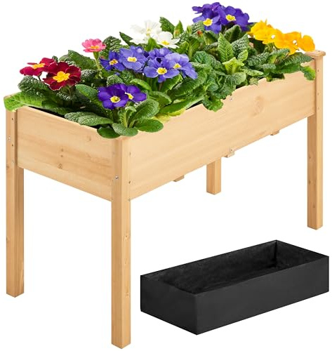 Yaheetech Fioriera/Aiuola Rialzata per Verdure Frutta Erbe Piante, Lettino Orto Rialzato in Legno da Giardino Esterno Balcone 120,5 x 59 x 76 cm