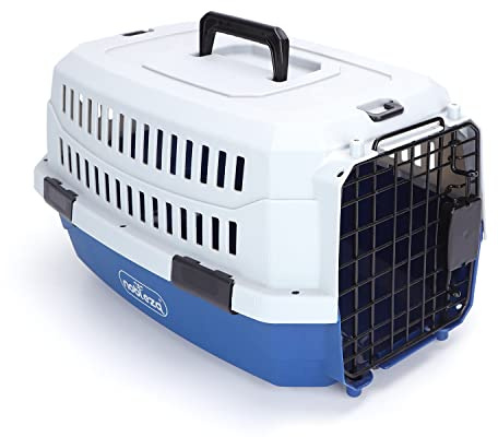 Nobleza - Transportin Gato Perro Mediano, Transportin para Gatos Perro Portátil y Transpirable, Mascotas Perros Gatos Accesorios, Transportín de Plástico, 58x38.7x33 CM, Azul & Gris