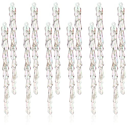 COM-FOUR® 12x Weihnachtsbaumanhänger Eiszapfen - Christbaumschmuck für den Weihnachtsbaum - Weihnachtsbaumschmuck - Weihnachtsdeko (12x Eiszapfen)