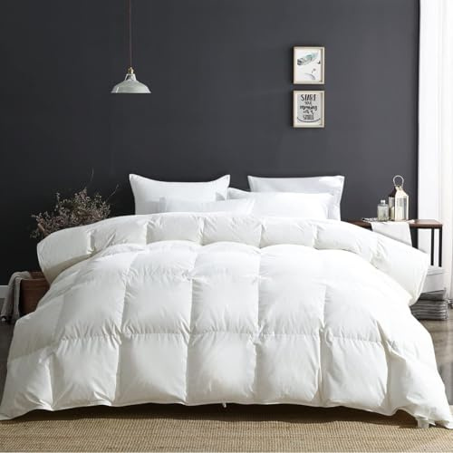 APSMILE Piumone invernale 100% cotone / 380Gr/Mq Matrimoniale Piumone/Inserto piume d'oca e piumino d'oca per tempo freddo/dormitori (220 x 240cm, Bianco)