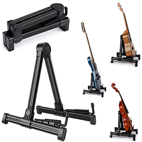 Elsjoy 2 Pack Foldable Multi-Instrument Stand - Folding Holder for Electric Guitar, Acoustic Guitar, Ukulele, Violin, Banjo - Portable and Lightweight