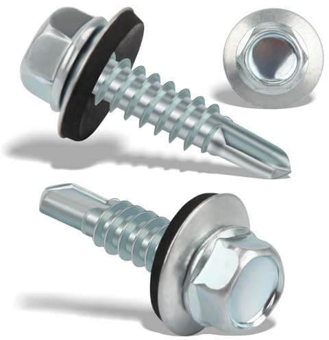 300 stycken självgängande skruvar 4,8 x 19 mm trapetsplåtskruvar plåtskruvar skruvar med tätning borrskruvar takskruvar med tätningsskiva dispenser självgängande (silver)