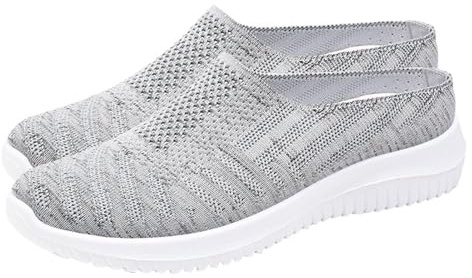 Pantofole da Donna con Suola Morbida, Elastiche, Traspiranti, in Tessuto Estivo, Scarpe Casual Caviglia Ciabatte Donna Estive Scarpe Basse Donna (Grey, 40)