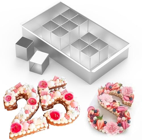 Tyanlenr Aluminium Zahlen Backformen 31.7 × 18 × 5.5 CM, DIY Kuchenform Zahlen und Buchstaben, Verstellbare Zahlenbackform Antihaft, Backform Zahl Rechteckig für Geburtstag Hochzeit Party