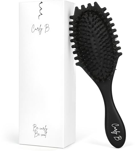 Curly B Spazzola Capelli Ricci Bounce Curl Styling - Manico ergonomico in plastica + setole in nylon, spazzola districante per capelli contro il crespo, adatta a tutti i tipi di mossi e ricci 2B-4C