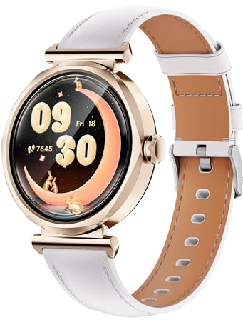 AKEDA Montre Connectée Femme 1.27 Écran Rond HD, Suivi Santé & Activité, Fréquence Cardiaque, SPO₂, Sommeil, 100 Modes Sport, Étanche IP68, Notifications, Bracelet Silicone/Cuir, Android iOS