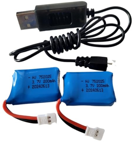 SONGOZD para el cuadricóptero SYMA Mini Drone X11 X11C RC: Kit de baterías 3,7 V 200 mAh (2 Unidades) y Cargador USB