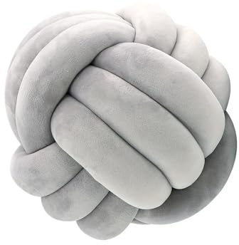 DUBTEDHOU Coussin noué tissé à la Main, Coussin Rayé Art Déco Noué Tissé Main Multicolore 23x23cm(Grey)